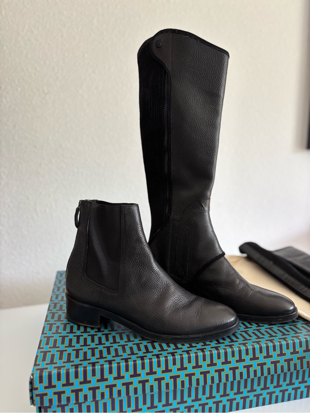 Tory Burch Milburn Pebbled Leather Black Convertible Boot Women’s size 11